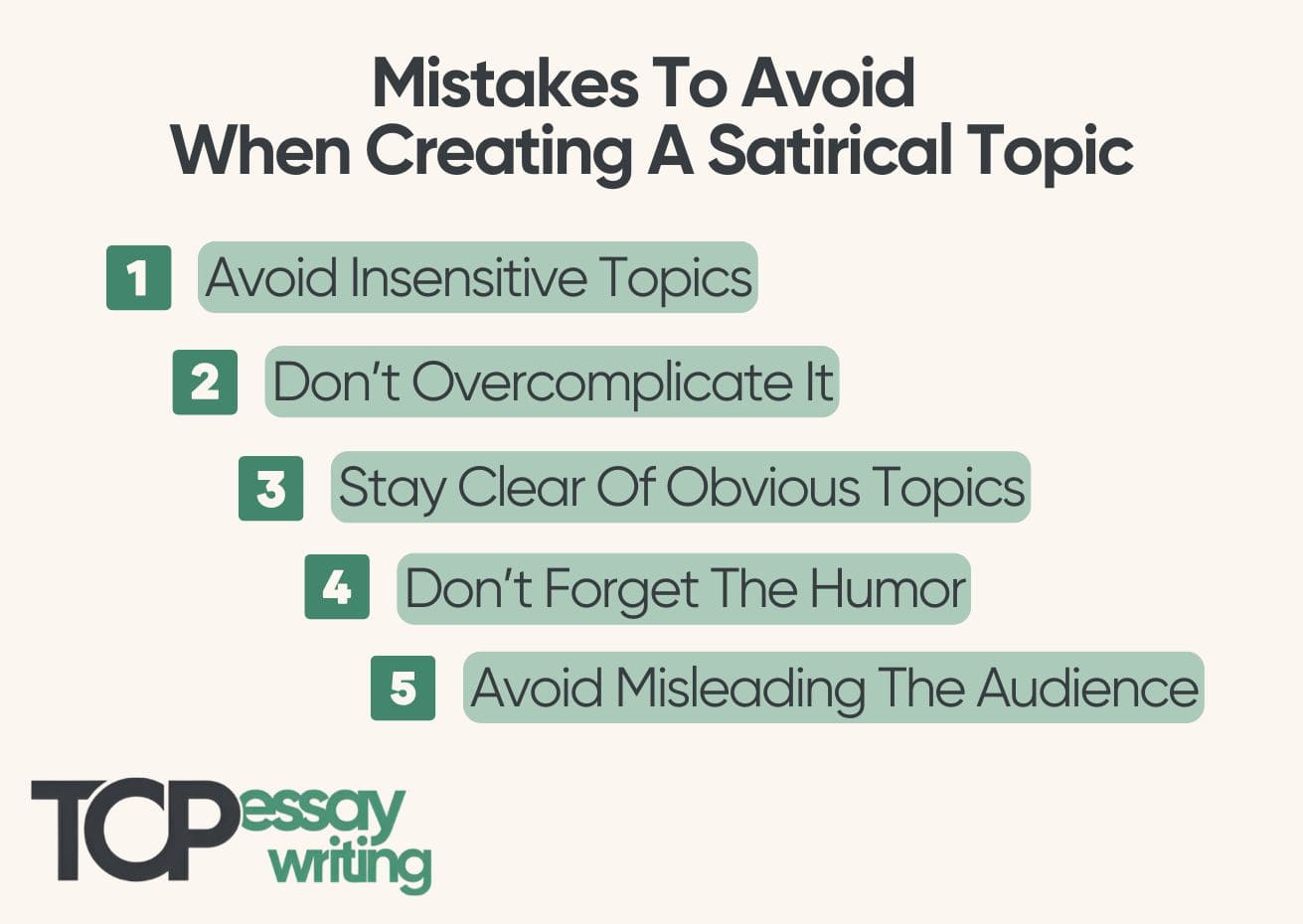 mistakes to avoid when creating a satirical topic